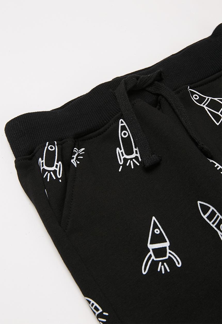 Pop Candy - Boys rocket jogpants - black & white 
