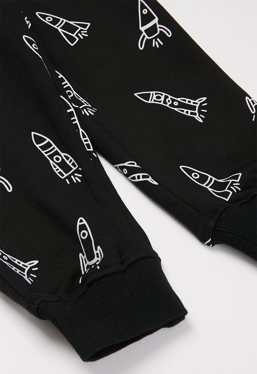 Pop Candy - Boys rocket jogpants - black & white 