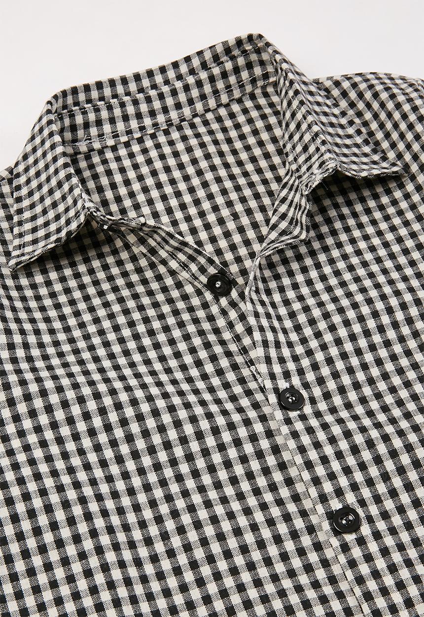 Pop Candy - Boys check shirt - black & white