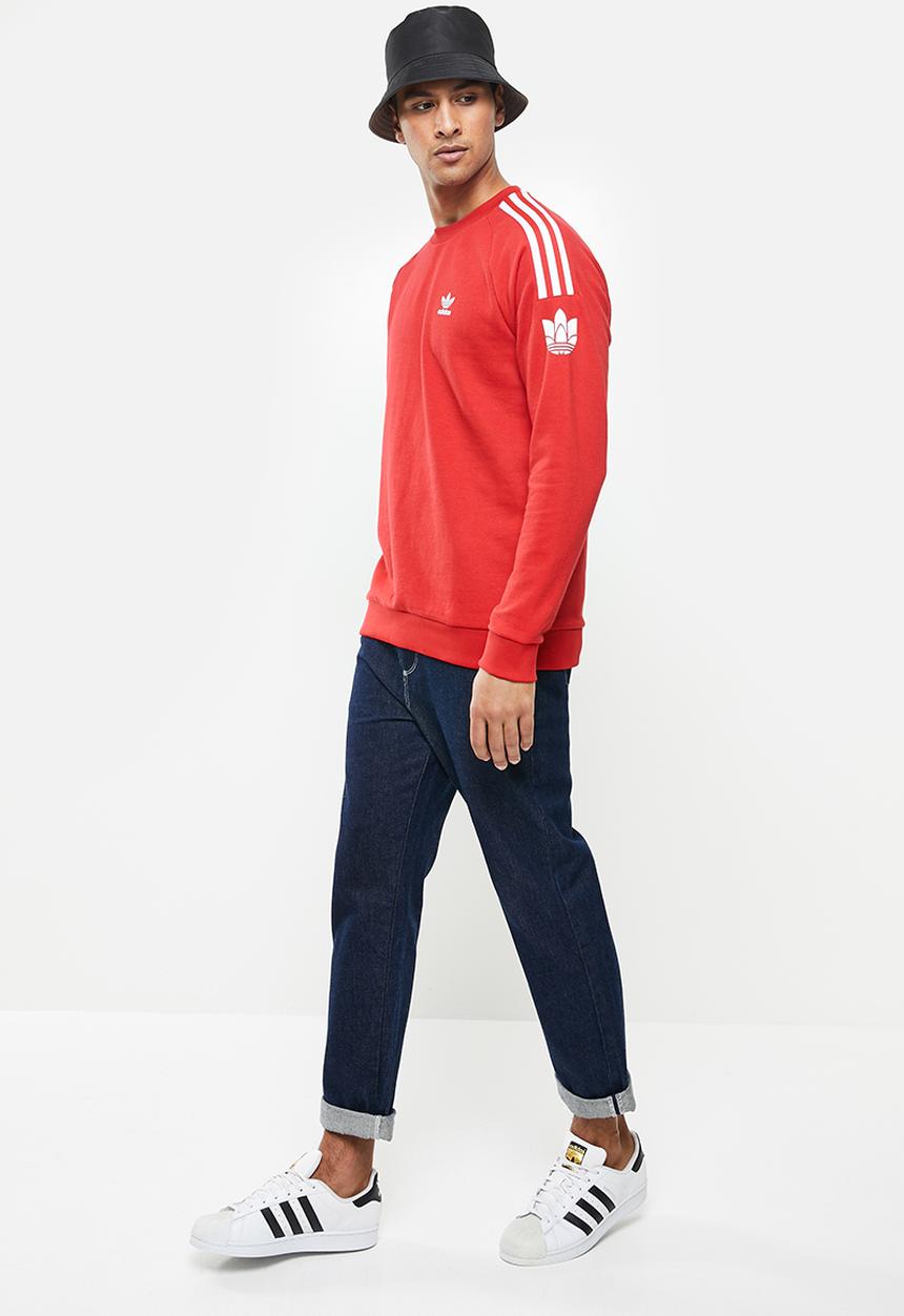 adidas Originals - 3d tf 3 strp sweatshirt - red