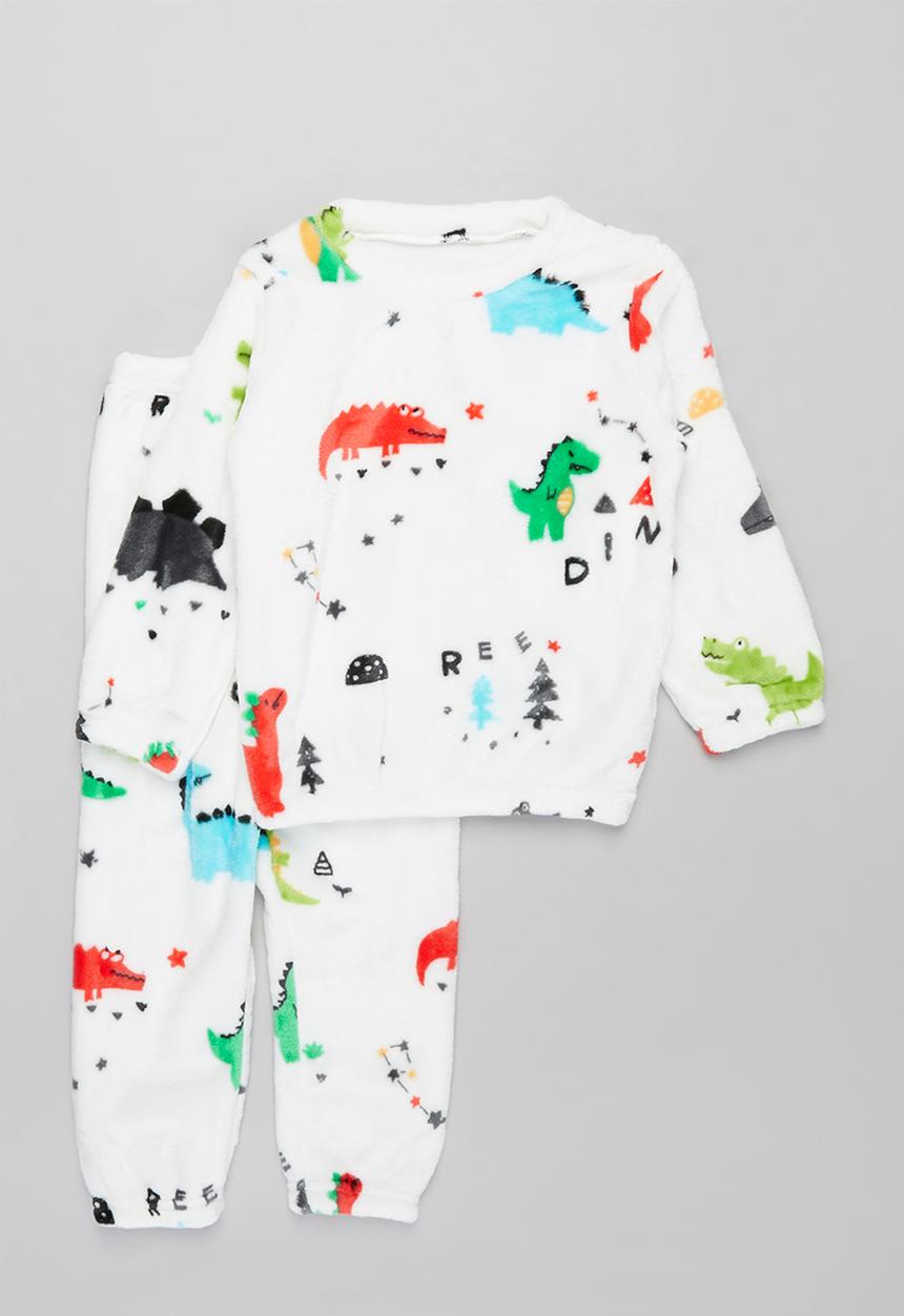 Pop Candy - Boys coral fleece pj set - white