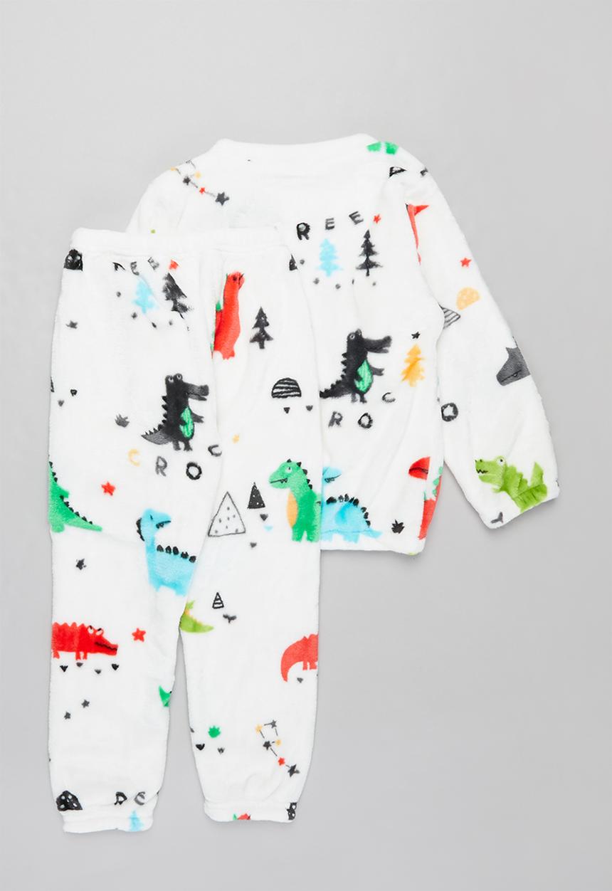 Pop Candy - Boys coral fleece pj set - white