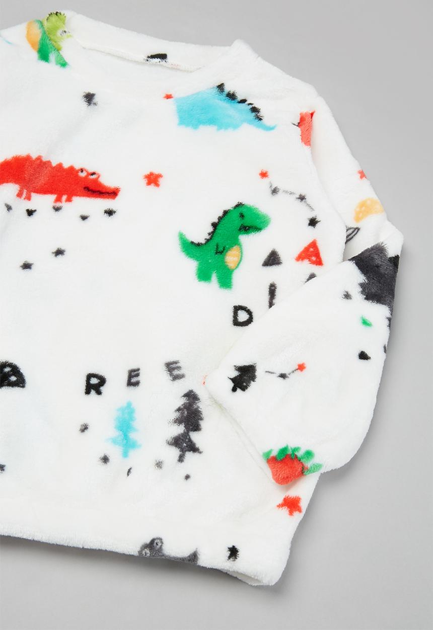 Pop Candy - Boys coral fleece pj set - white