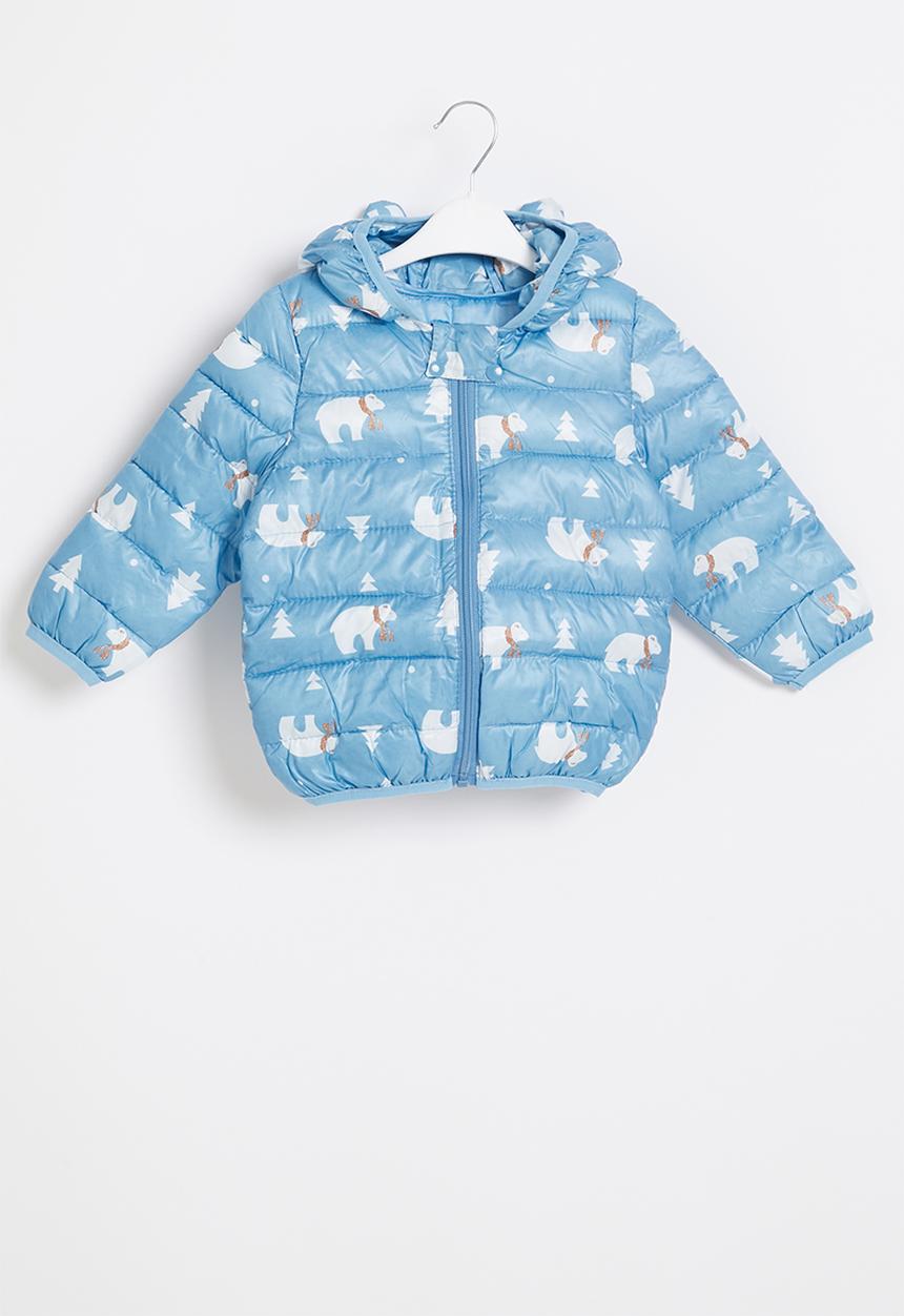 Pop Candy - Boys bear print bomber - blue