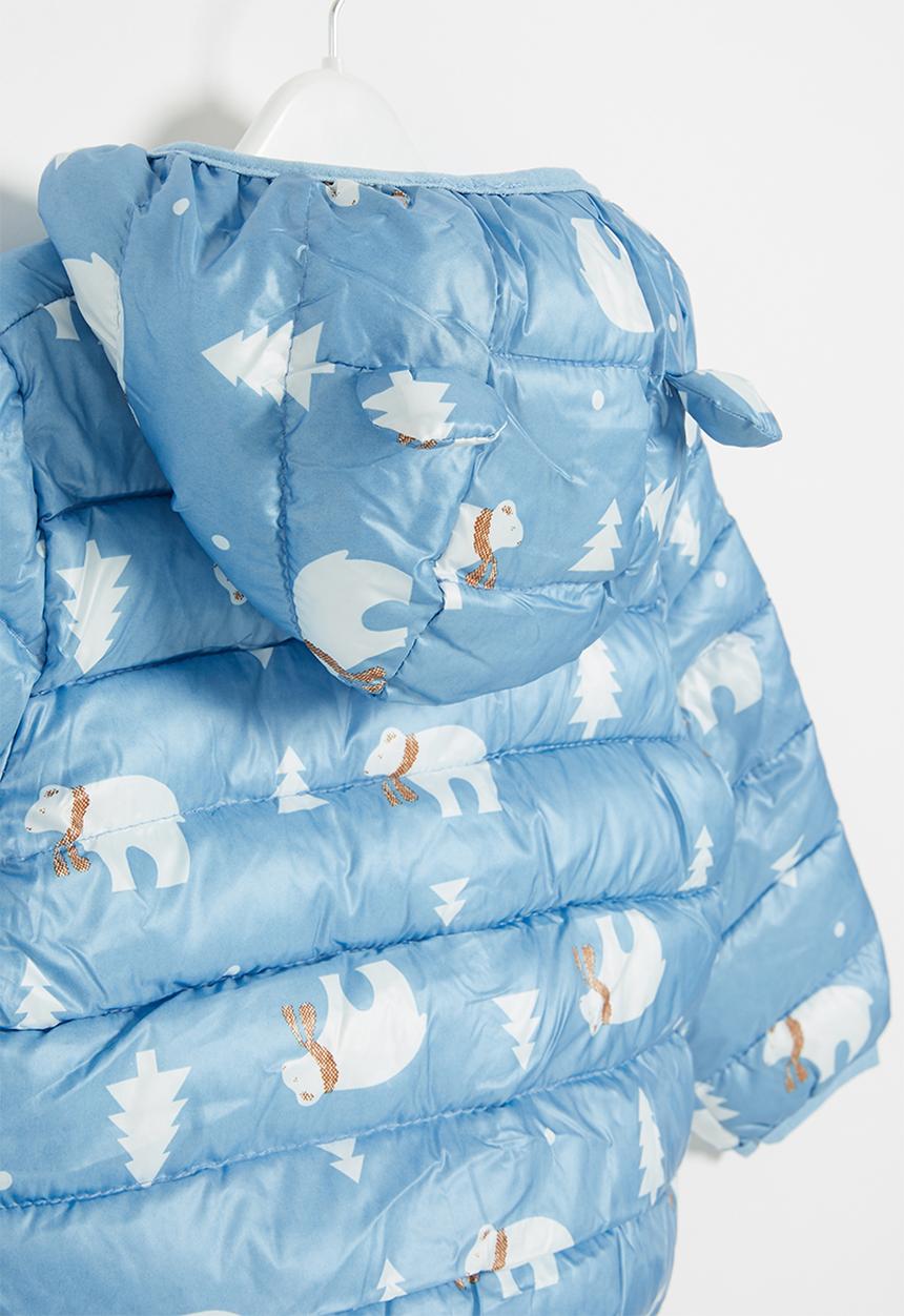 Pop Candy - Boys bear print bomber - blue