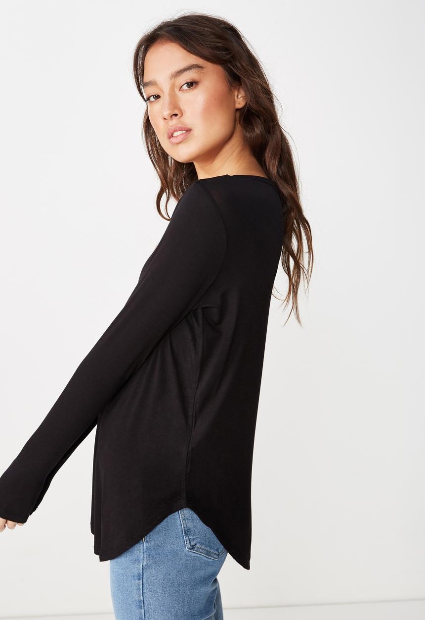 Cotton On - Karly long sleeve top - black