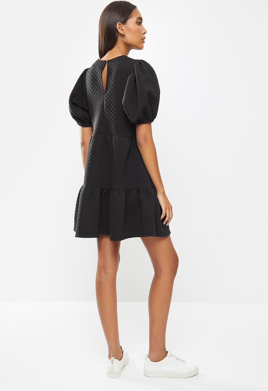 Me&B - Tiered quilted knit dress - black