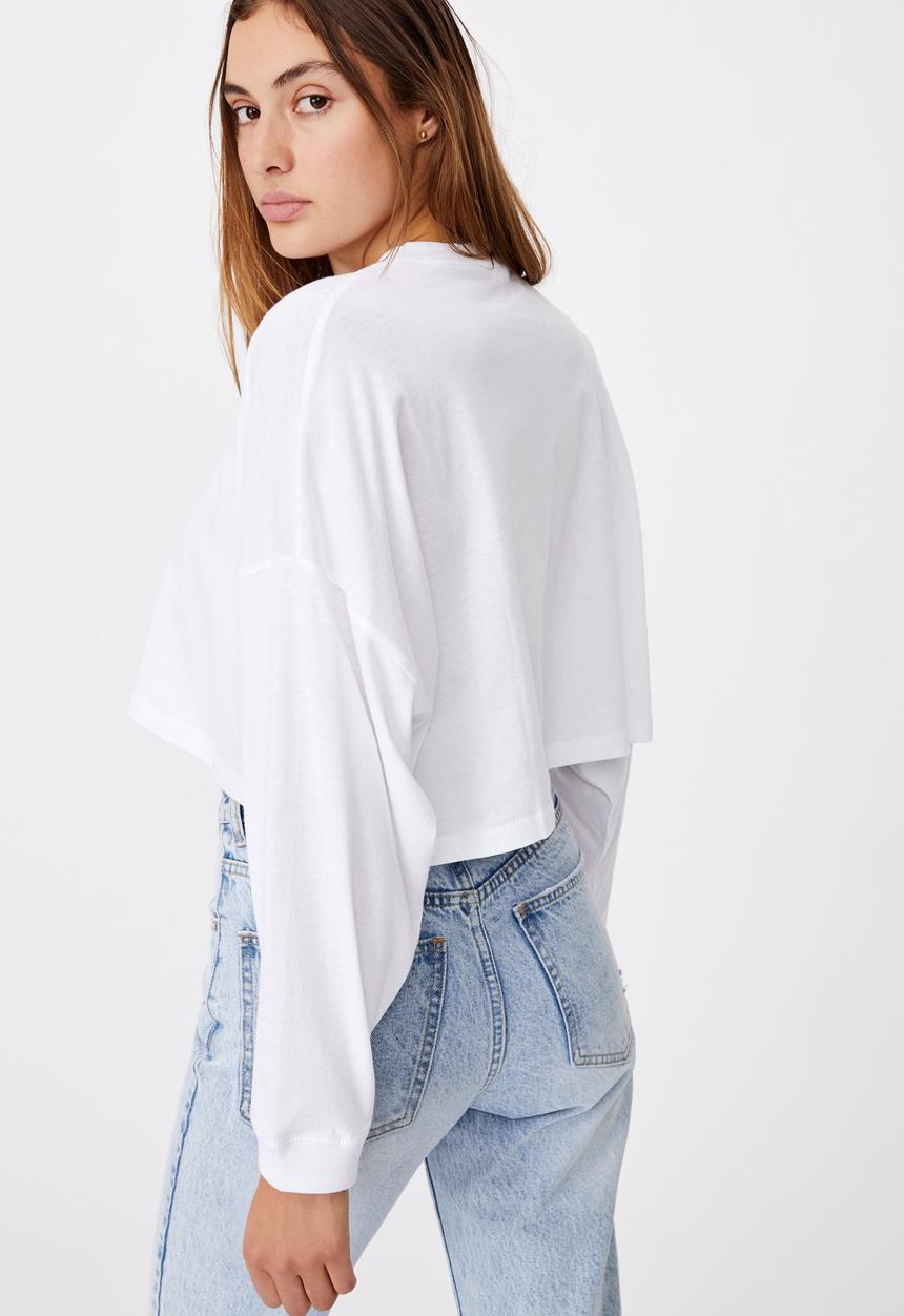 Cotton On - Kyle batwing long sleeve top - white