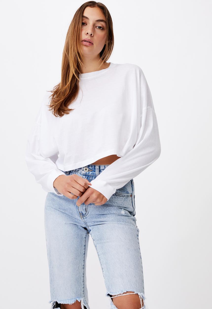 Cotton On - Kyle batwing long sleeve top - white