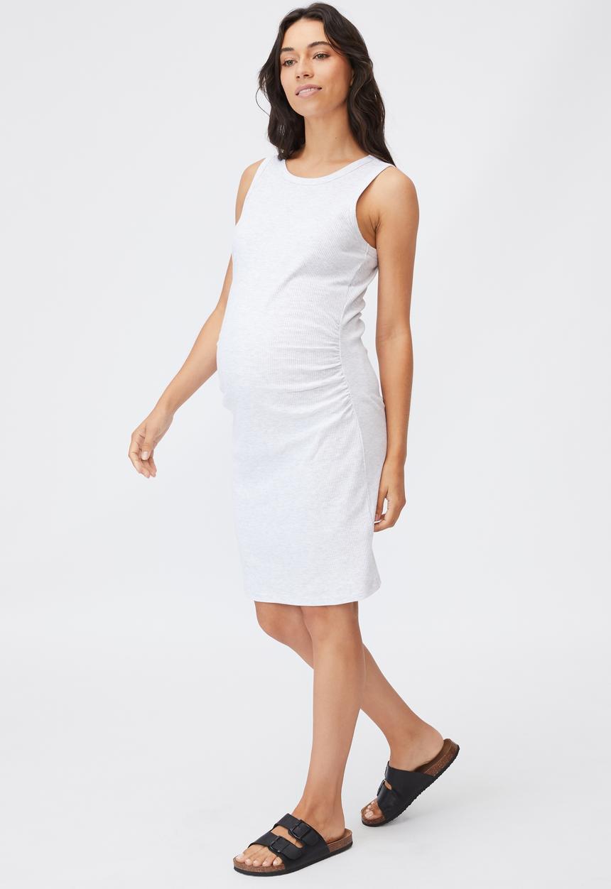 Cotton On - Maternity rib high neck midi dress - light grey