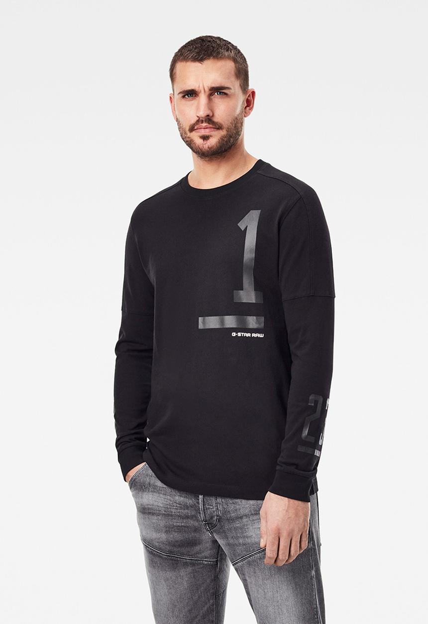 G-STAR - Numbers graphic r long sleeve tee - black