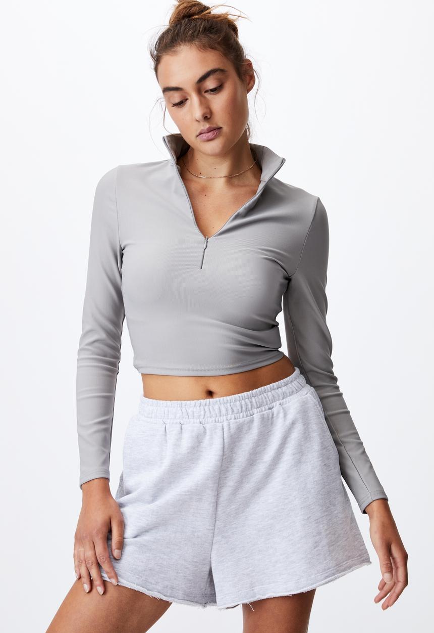 Cotton On - Quinn quarter zip long sleeve top - grey