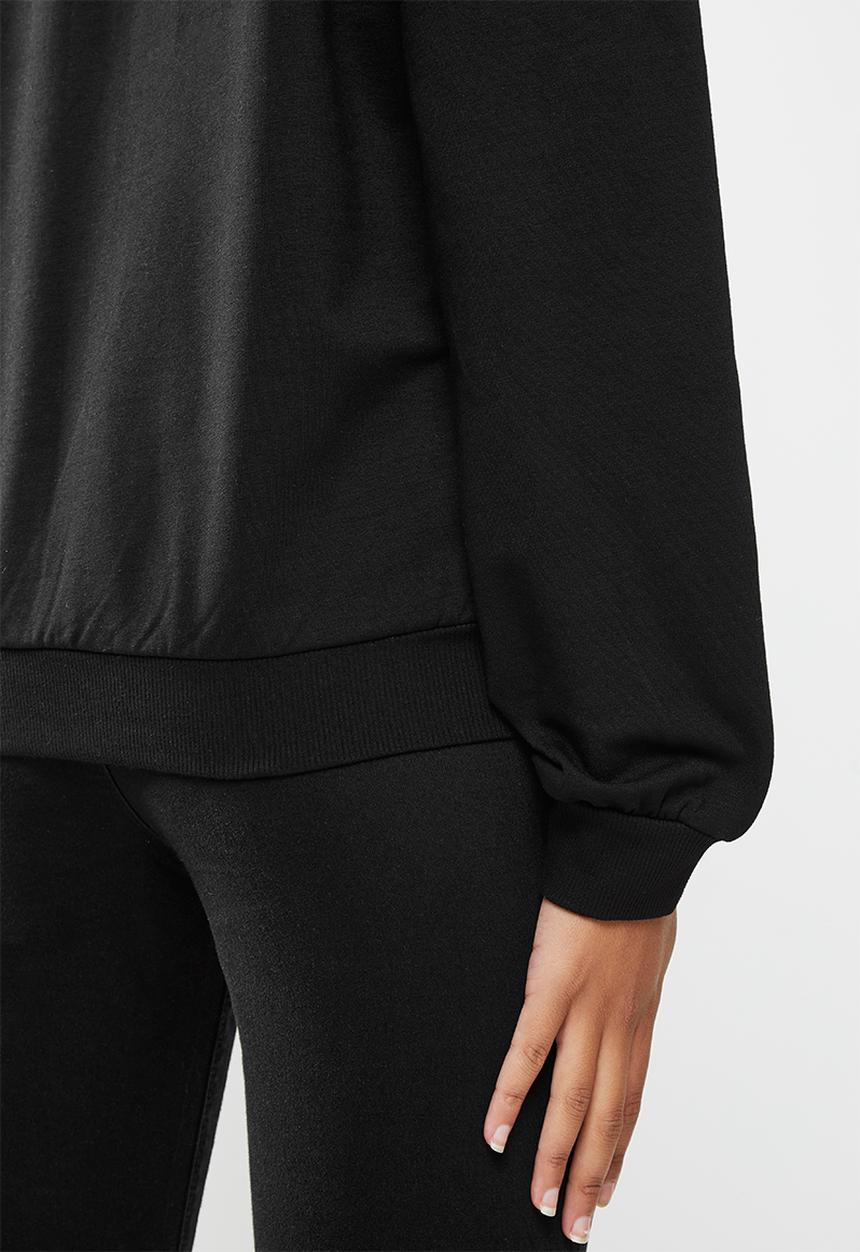 SISSY BOY - Marnie: basic crew neck sweater with mixed bling and foil print logo - black
