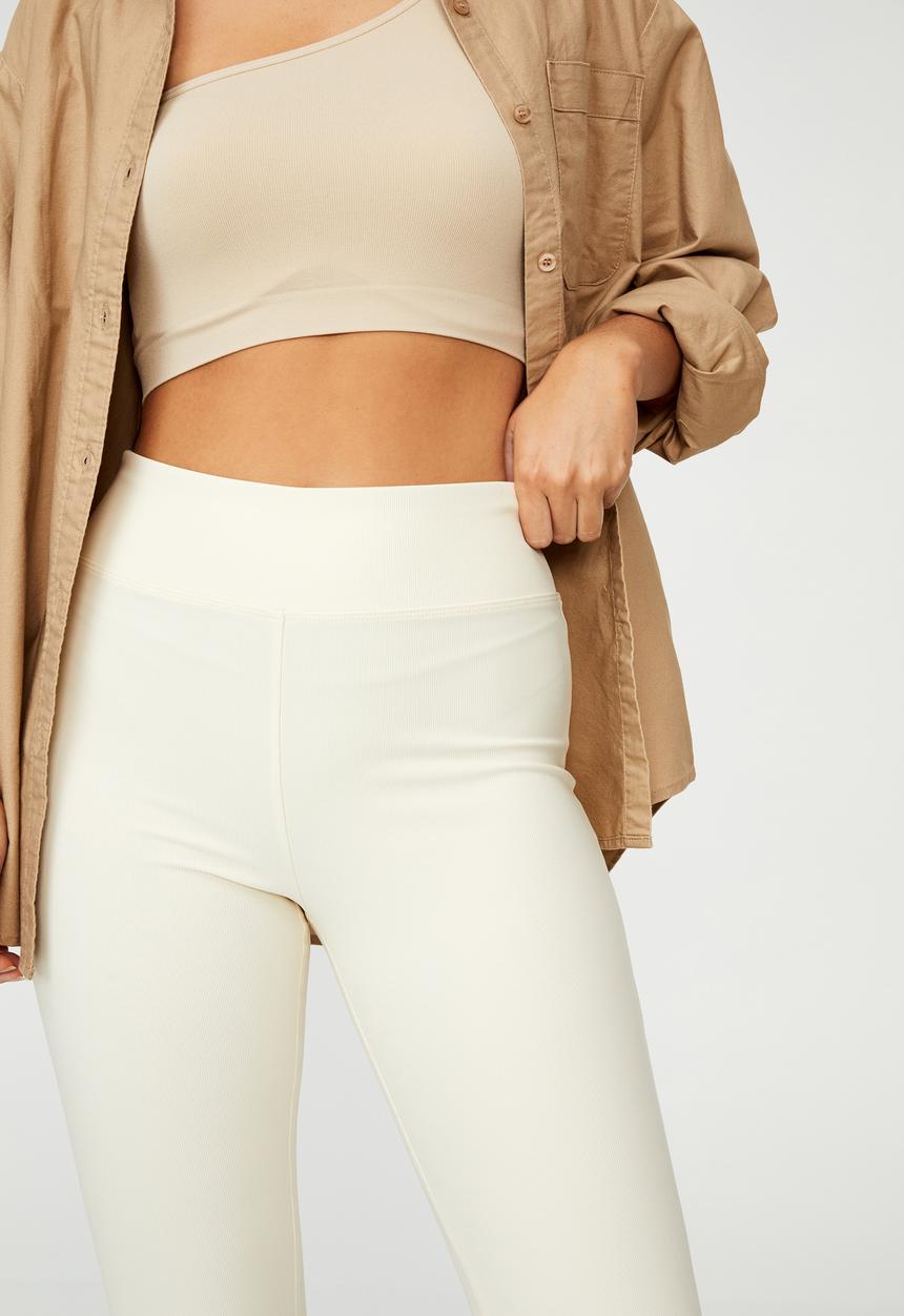 Cotton On - Side zip rib legging - neutral 