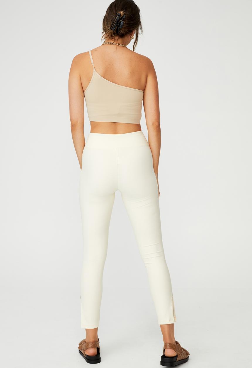 Cotton On - Side zip rib legging - neutral 