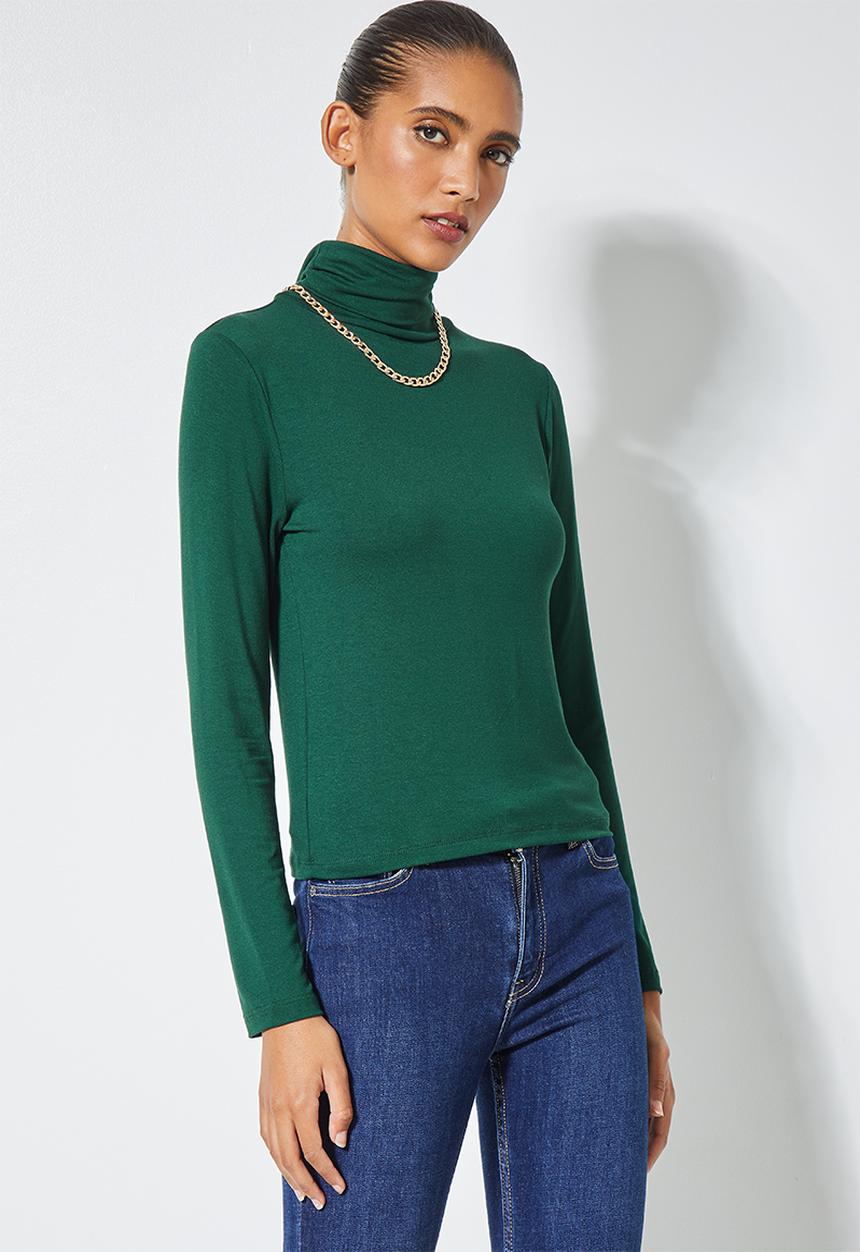 Superbalist - Viscose poloneck - forest green