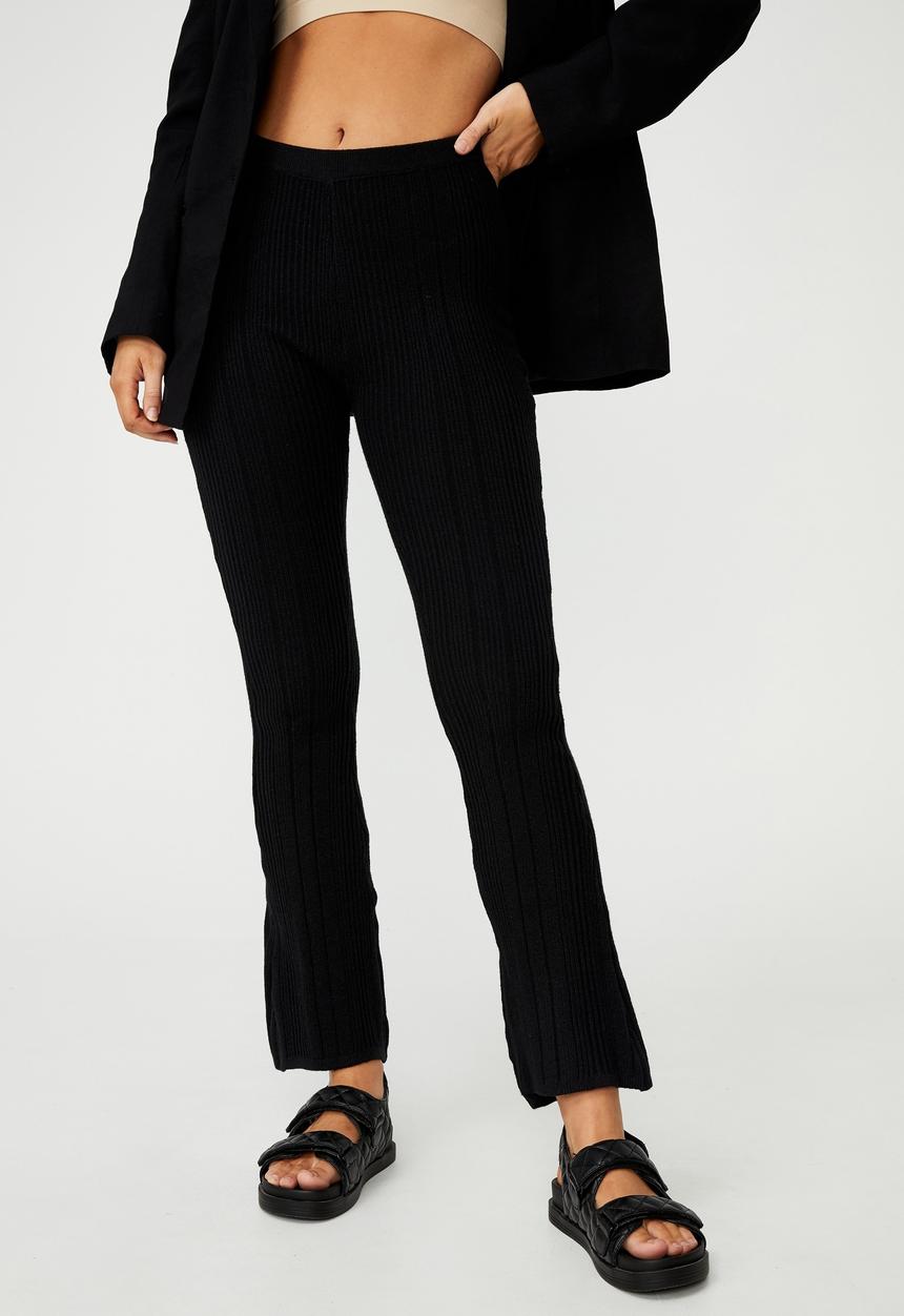Cotton On - Variegated rib flare - black