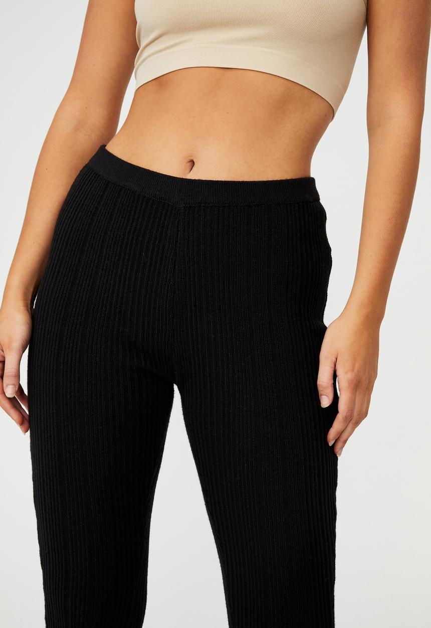 Cotton On - Variegated rib flare - black