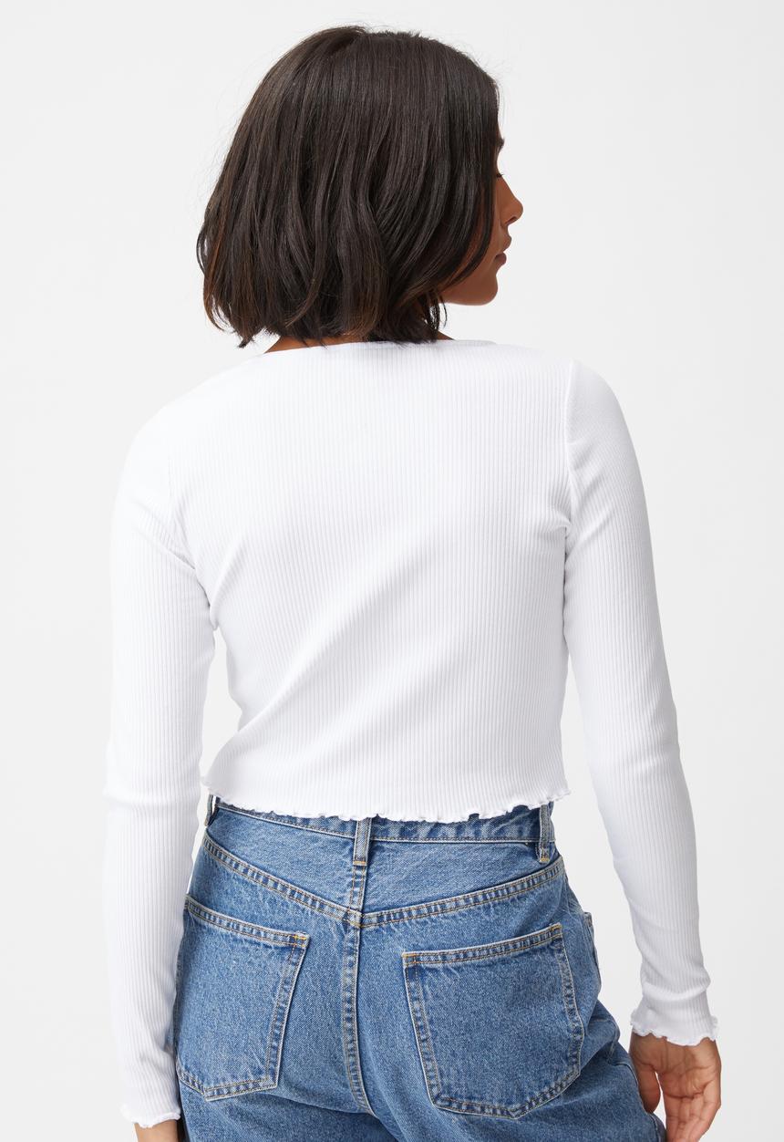 Cotton On - Vivvy tie front long sleeve cardi - white