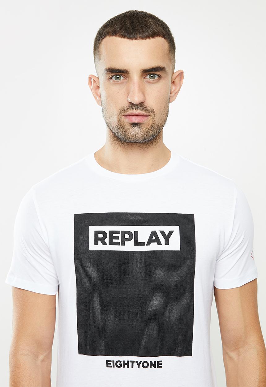 Replay - Replay label patch tee - white