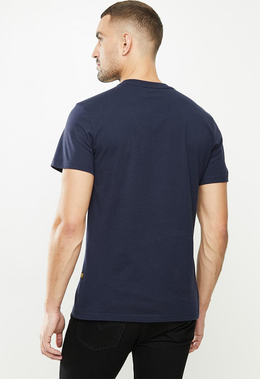 G-STAR - Originals stripe logo r short sleeve tee - navy