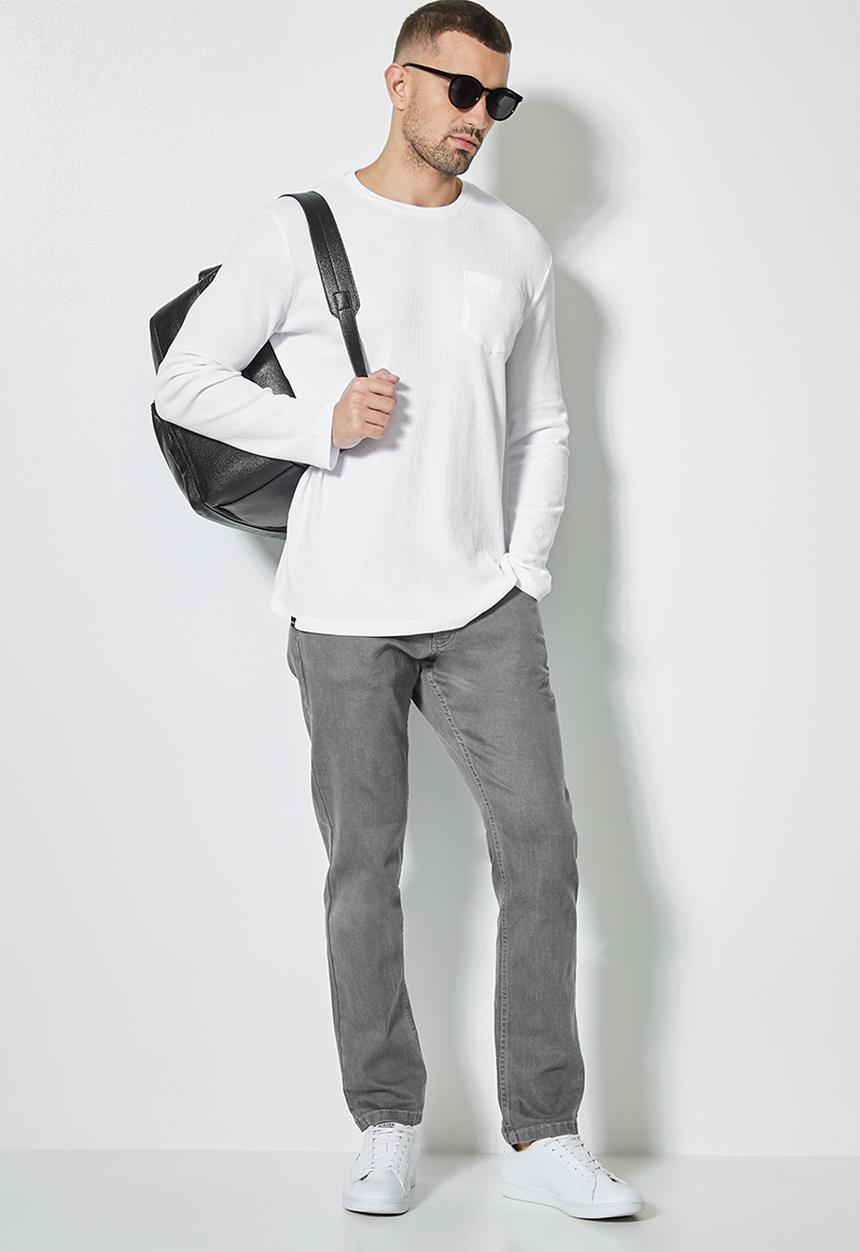 Superbalist - Dylan long sleeve textured pocket tee - white