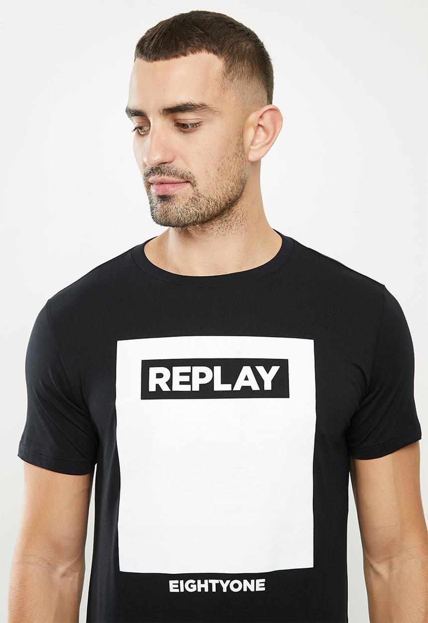 Replay - Replay label patch tee - black