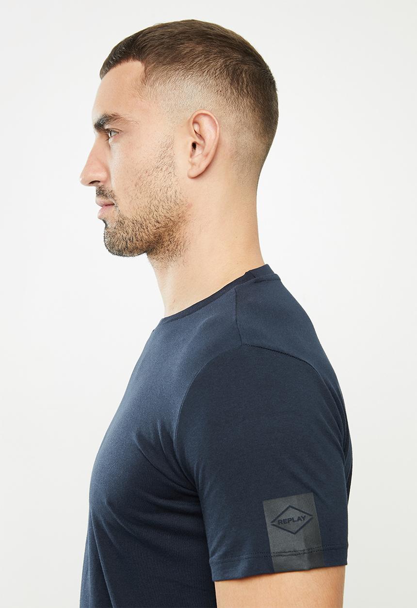 Replay - Replay sleeve print basic tee - navy