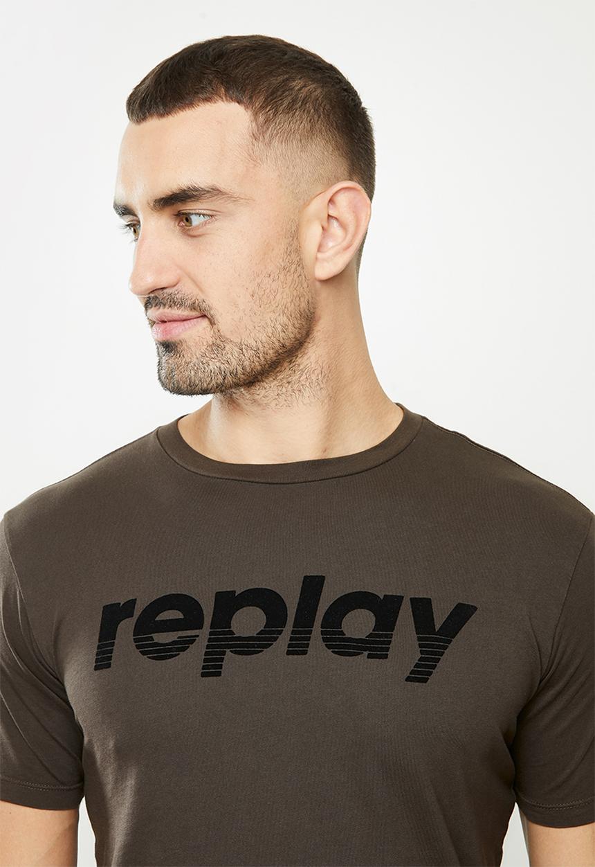 Replay - Replay logo tee - brown
