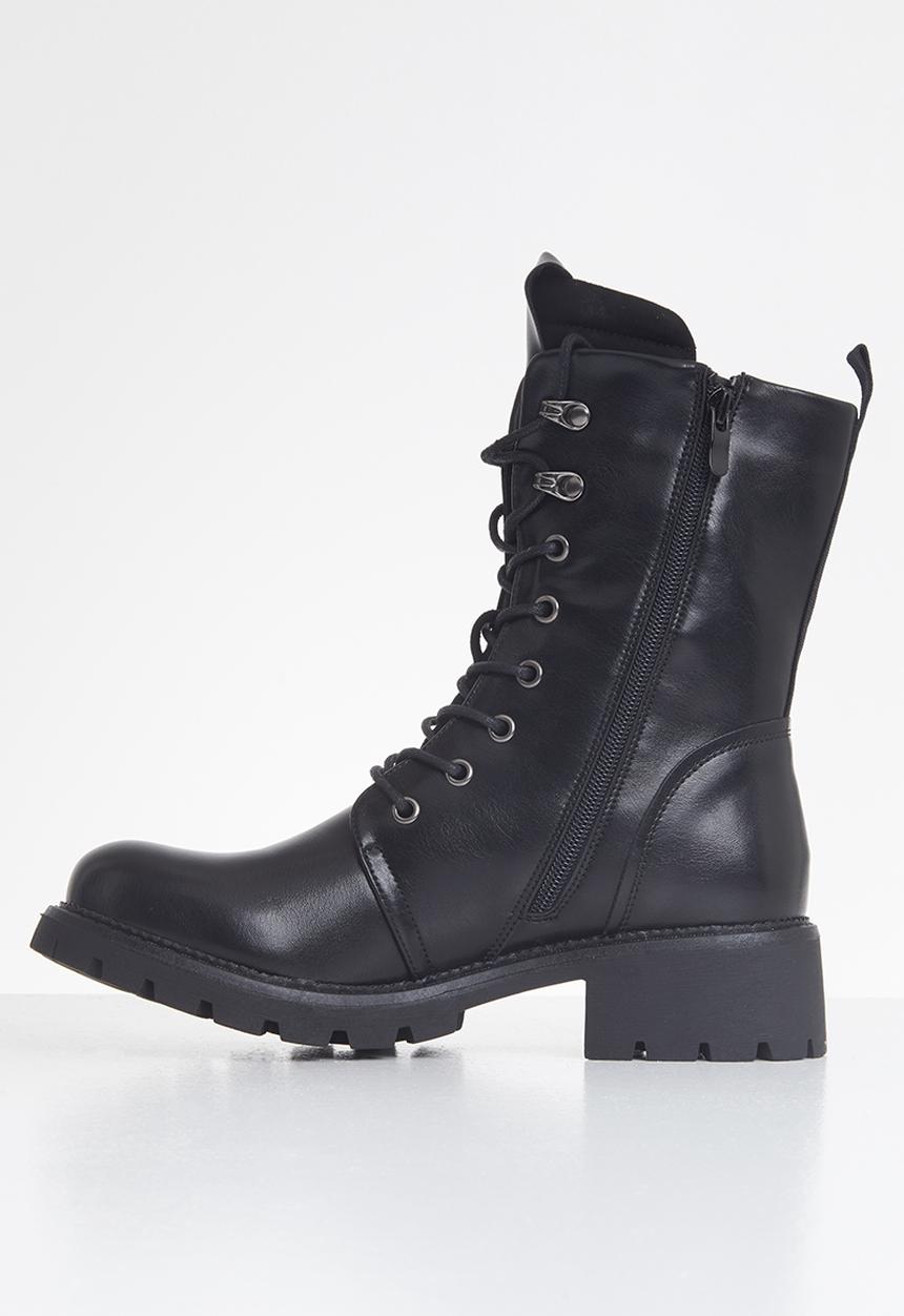 Plum - Motla combat boot - black