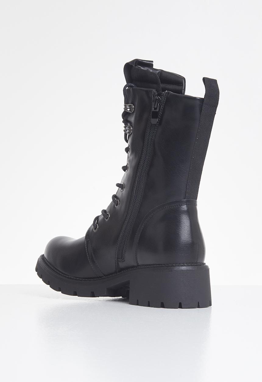 Plum - Motla combat boot - black