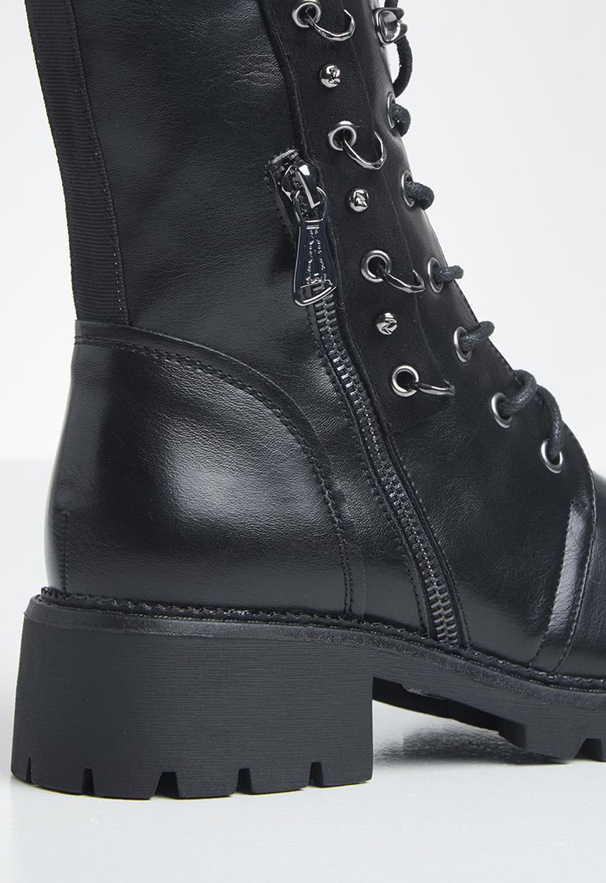 Plum - Motla combat boot - black