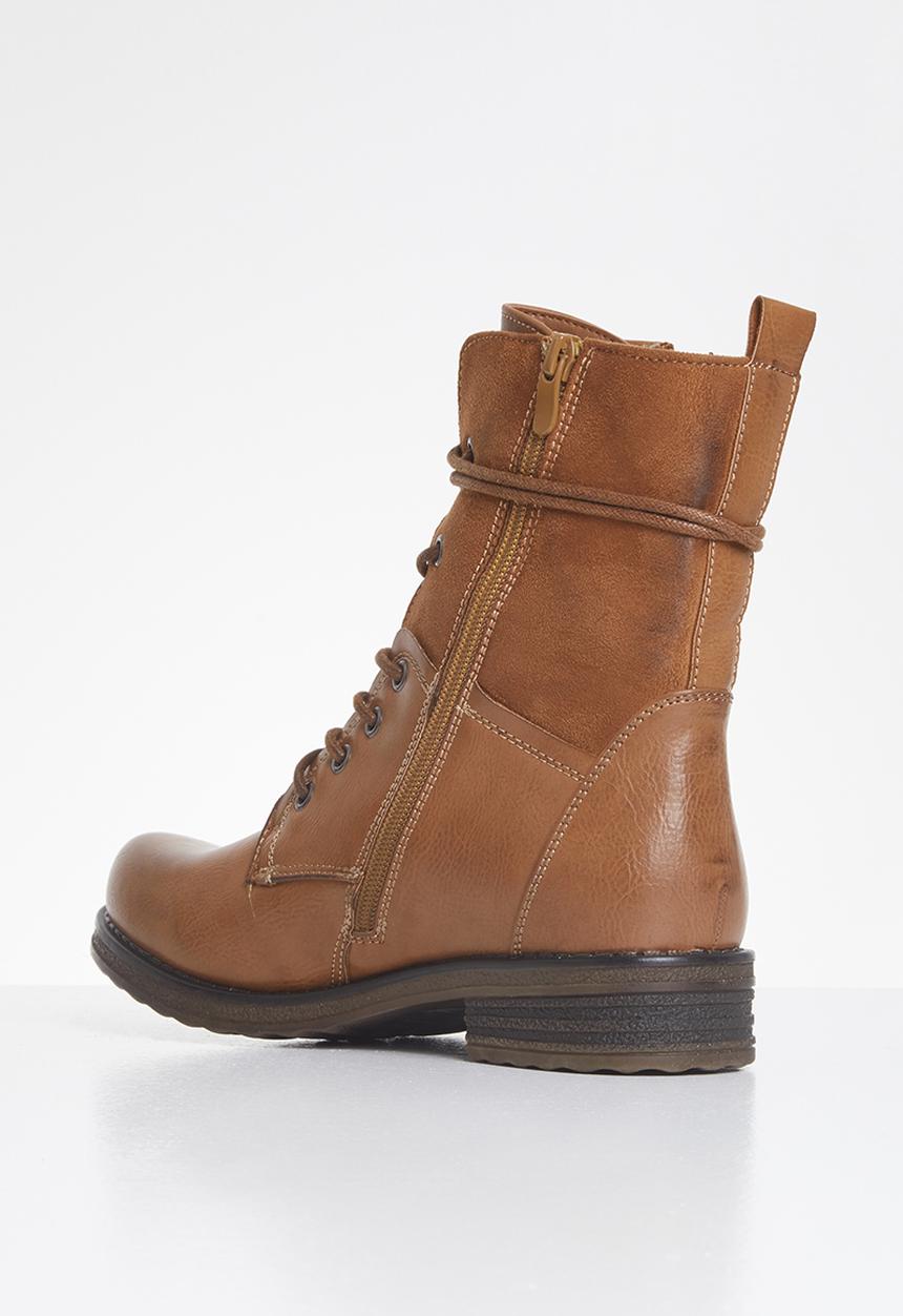 Plum - Turna combat boot - tan