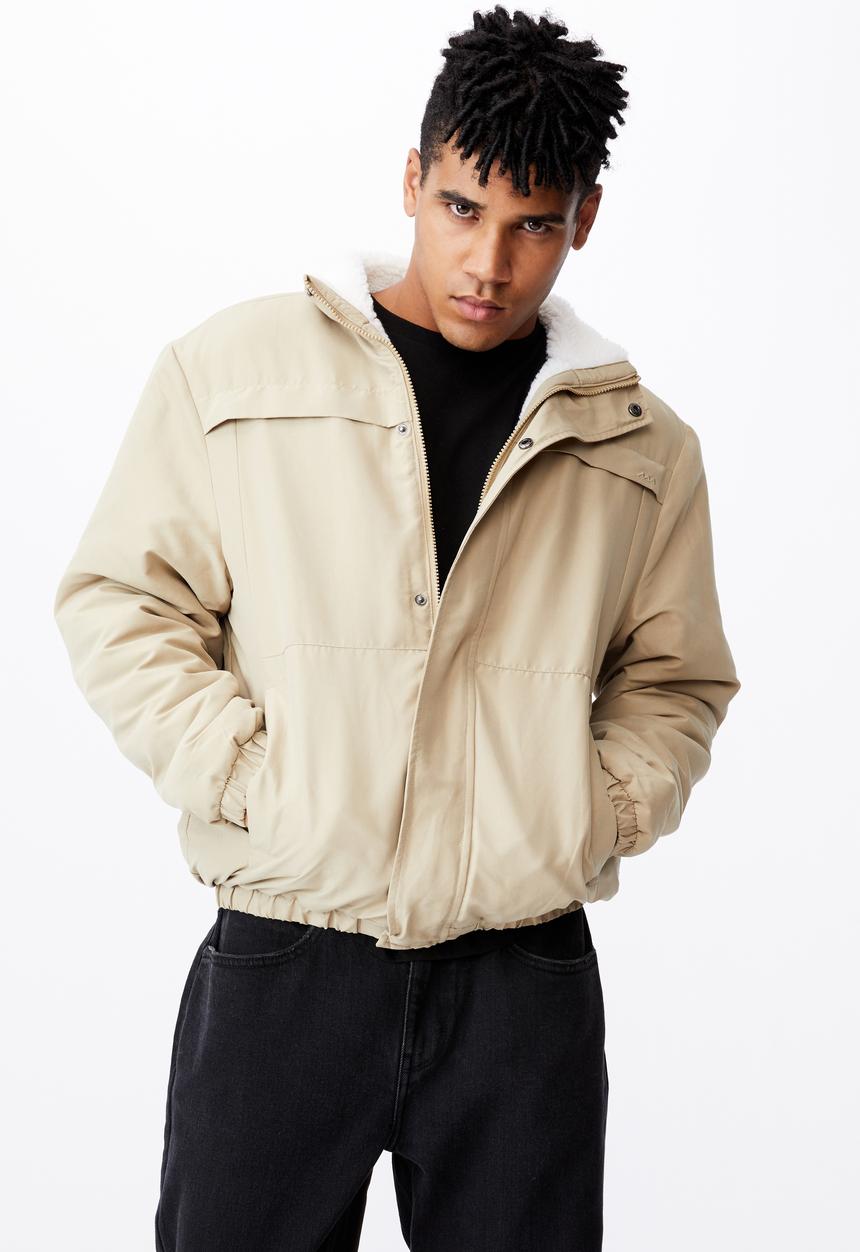 Factorie - Reversible sherpa ski jacket - off white & beige 