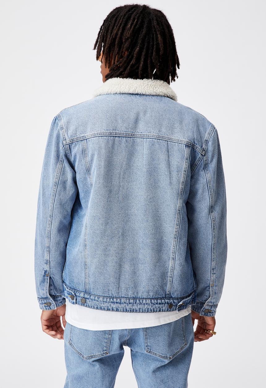 Factorie - Denim sherpa jacket - washed indigo