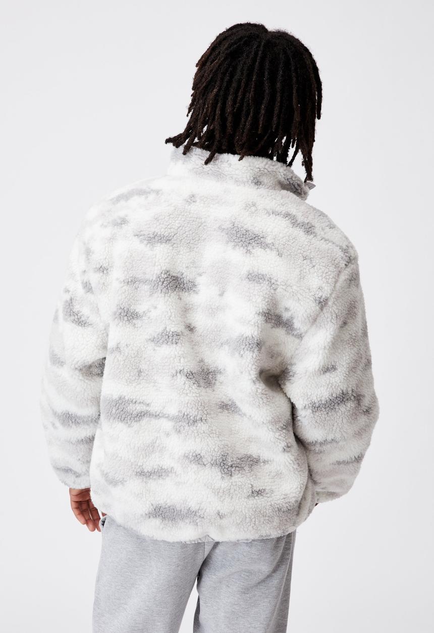 Factorie - Reversible sherpa ski jacket - grey & white 