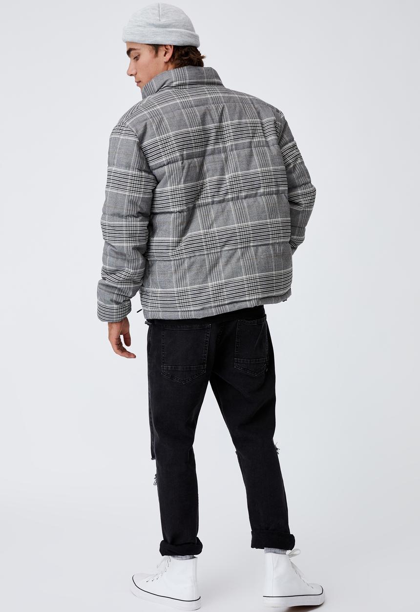 Cotton On - Check puffer jacket - grey