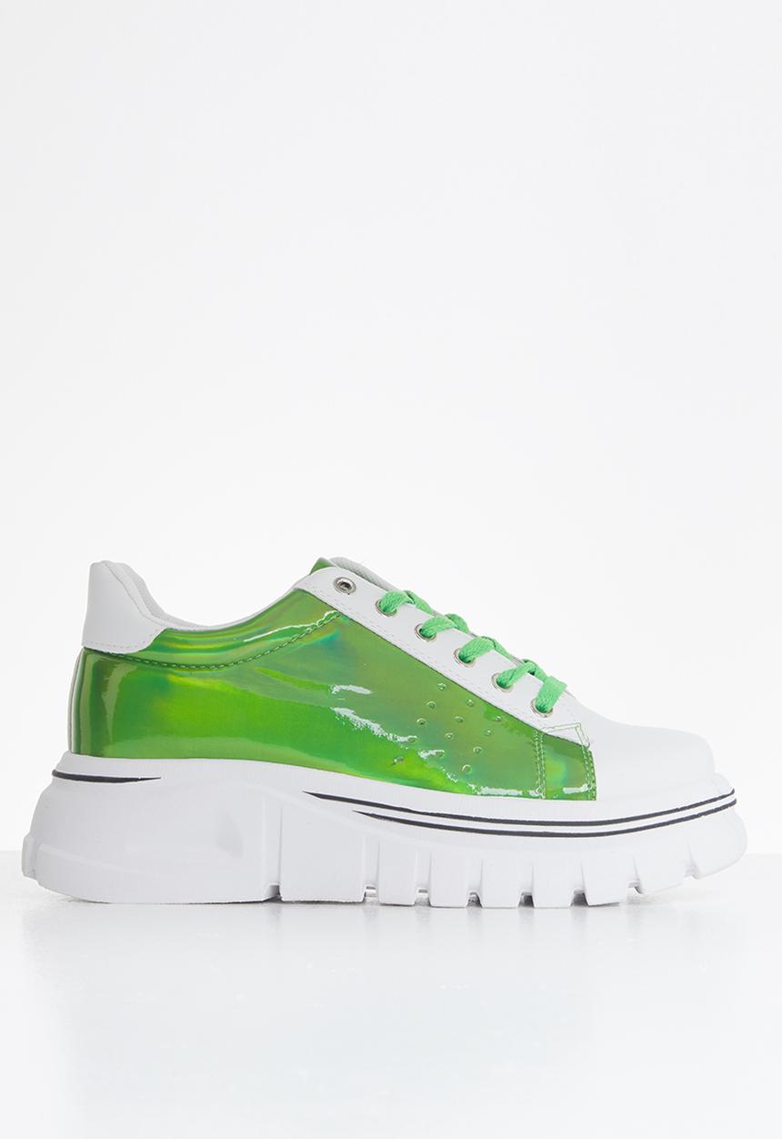Plum - Kiss lug sole sneaker - white & green