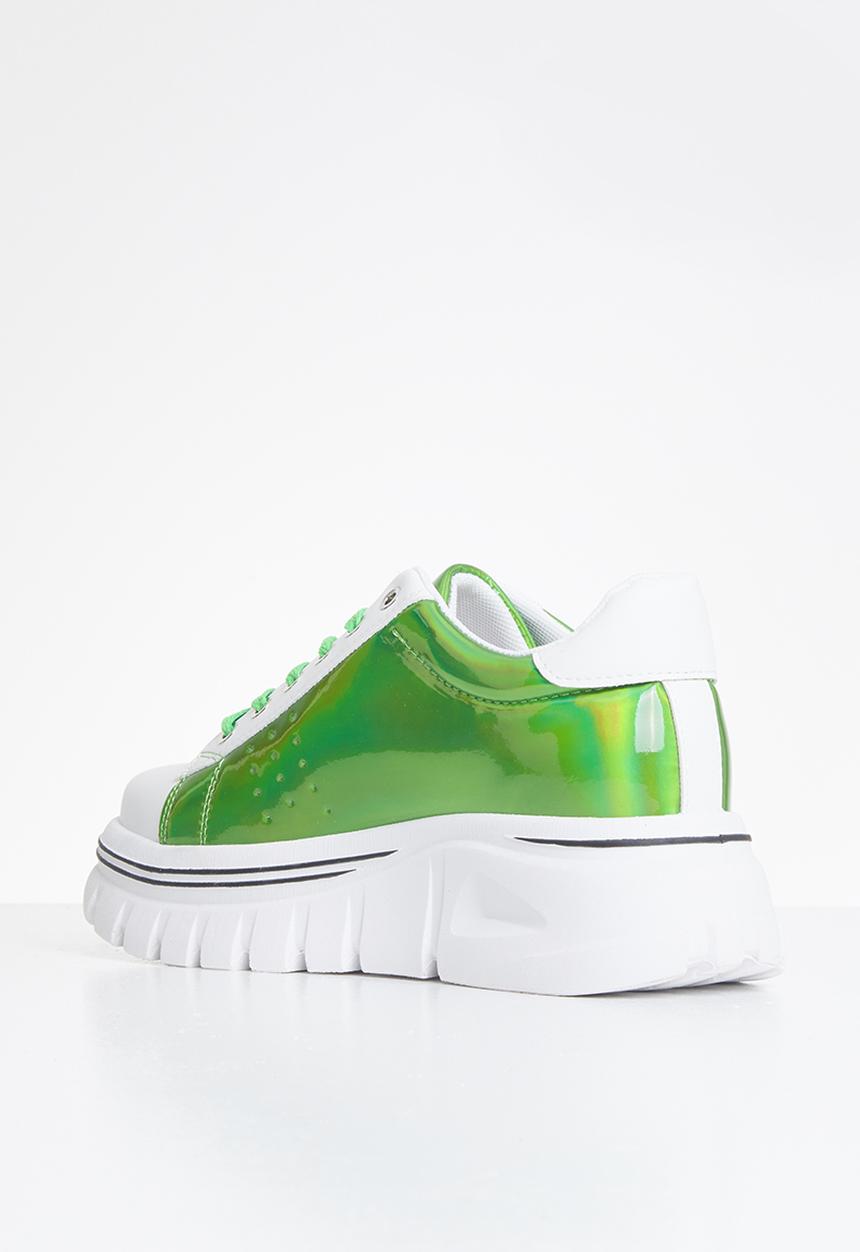 Plum - Kiss lug sole sneaker - white & green