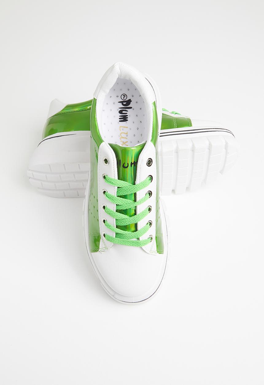 Plum - Kiss lug sole sneaker - white & green