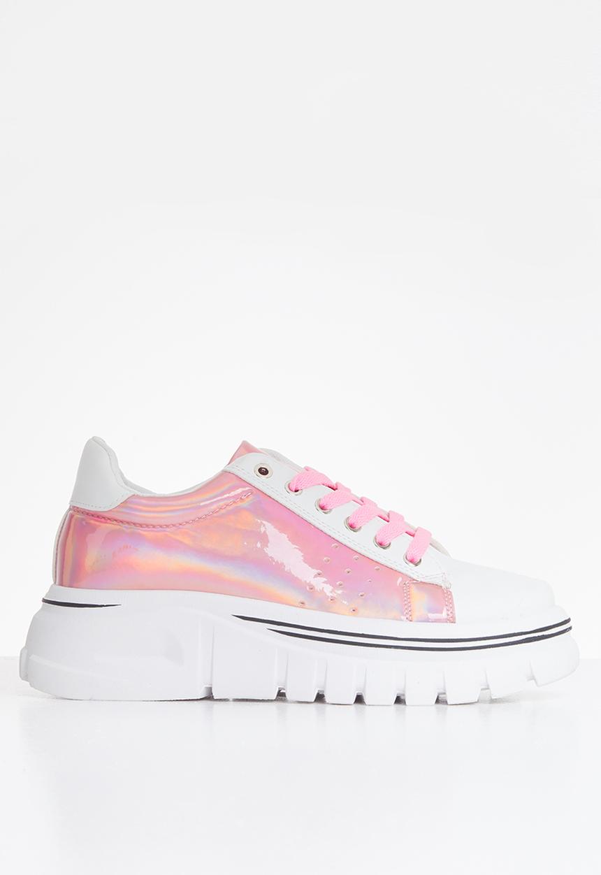 Plum - Kiss lug sole sneaker - white & pink