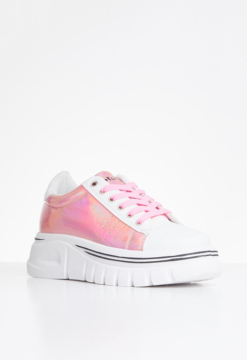 Plum - Kiss lug sole sneaker - white & pink