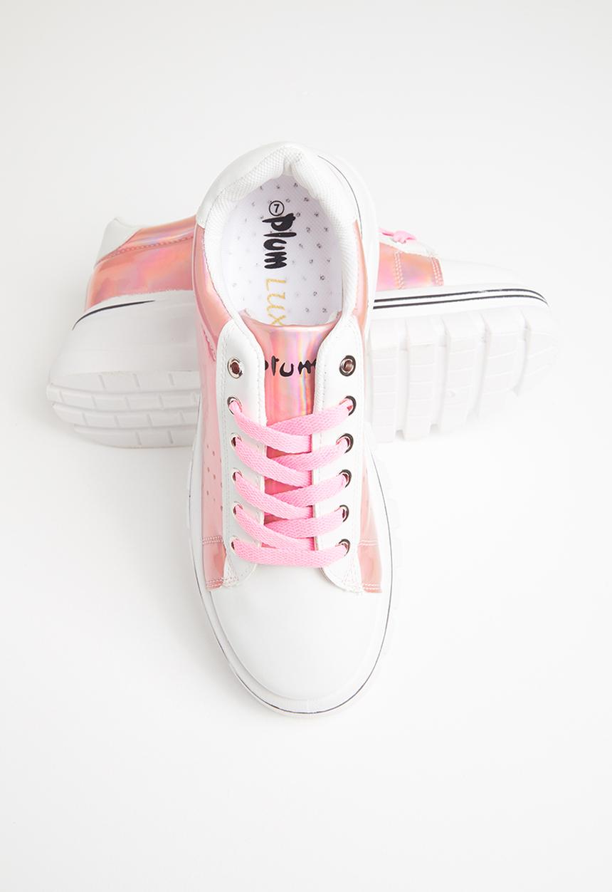 Plum - Kiss lug sole sneaker - white & pink