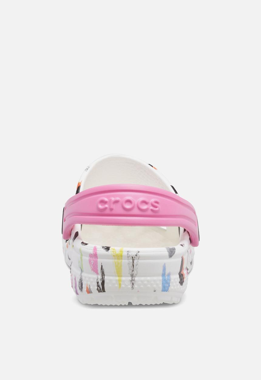 Crocs - Classic heart print clog kids - white & pink 