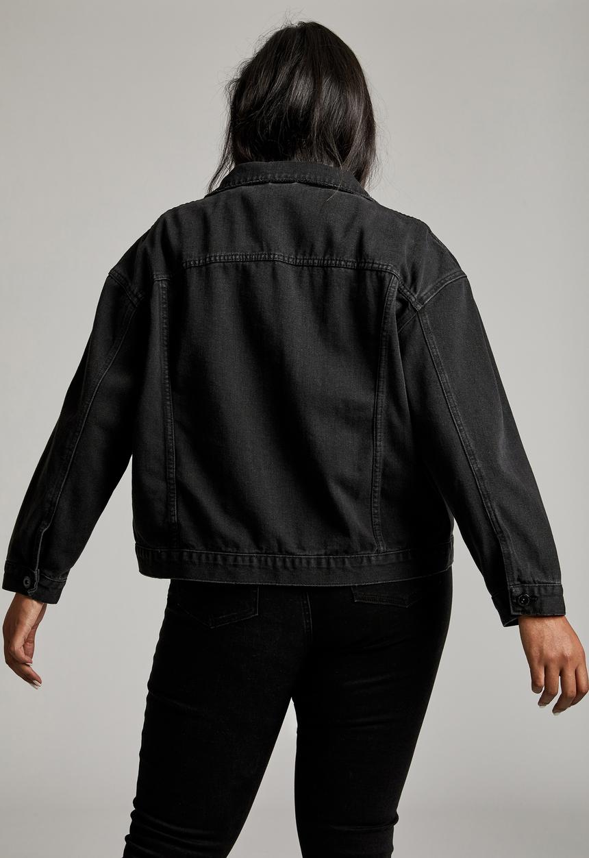 Cotton On - Curve 90s baggy denim jacket - midnight black