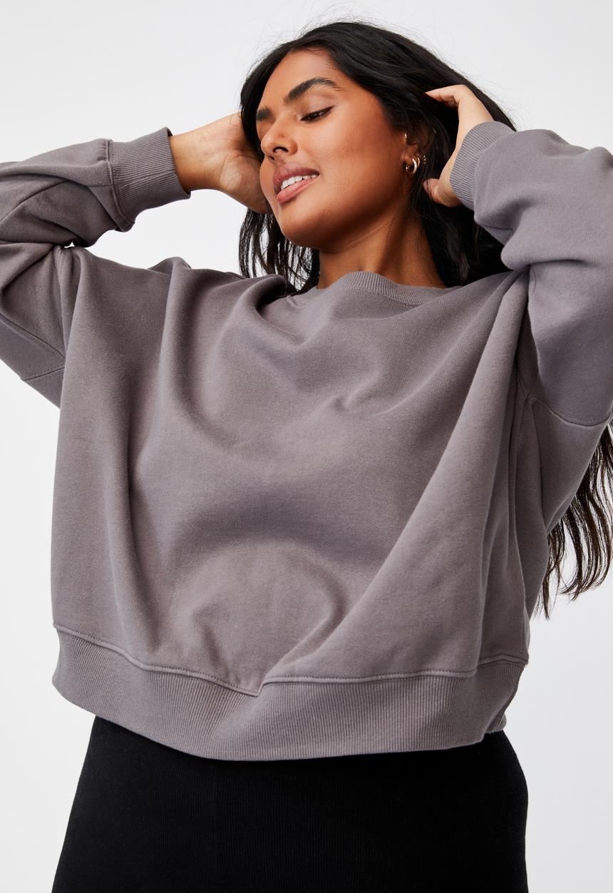 Cotton On - Curve classic crew neck pullover - ash grey