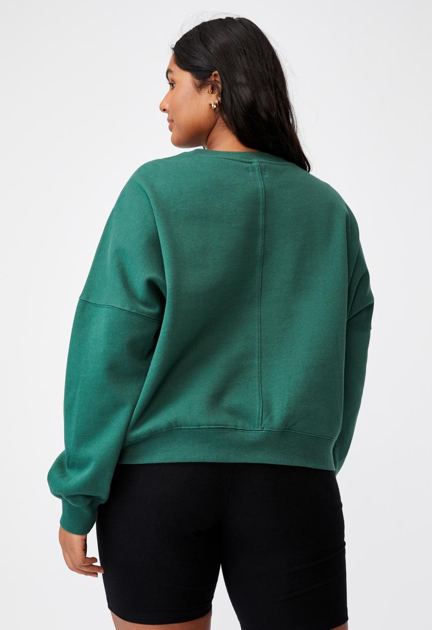 Cotton On - Curve classic crew neck pullover - heritage green