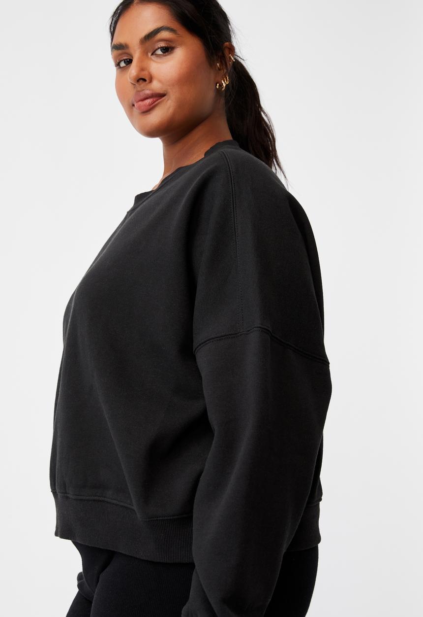 Cotton On - Curve classic crew neck pullover - washed black