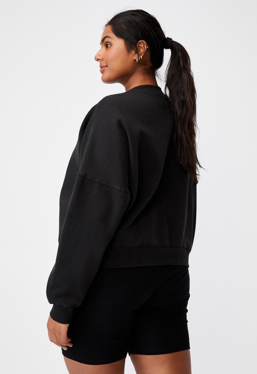 Cotton On - Curve classic crew neck pullover - washed black