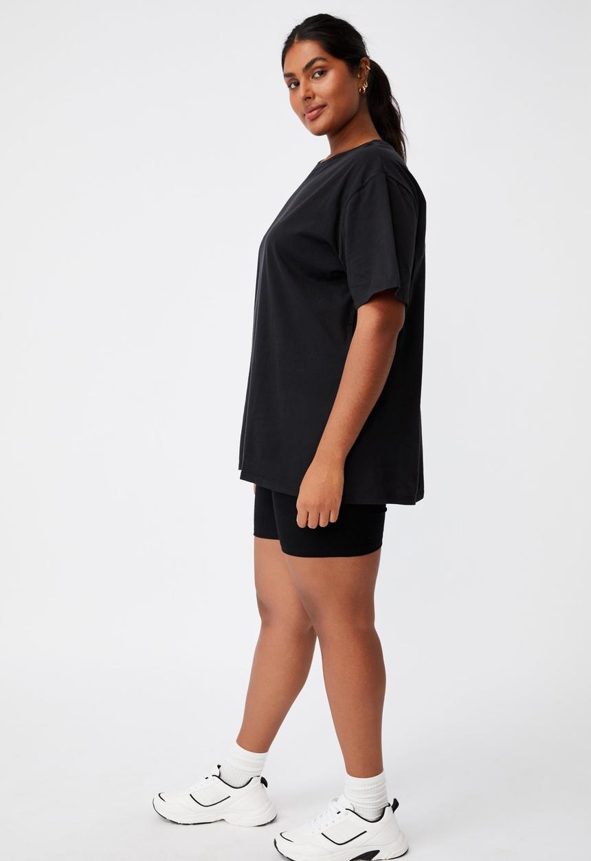 Cotton On - Curve dad short sleeve tee - washed black